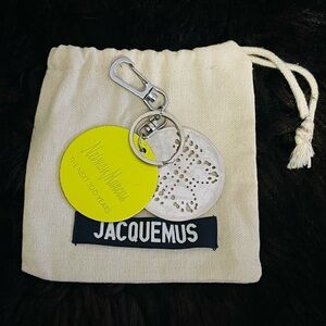 Neiman Marcus Neon Green and Silver Keychain with Jacquemus dust Bag